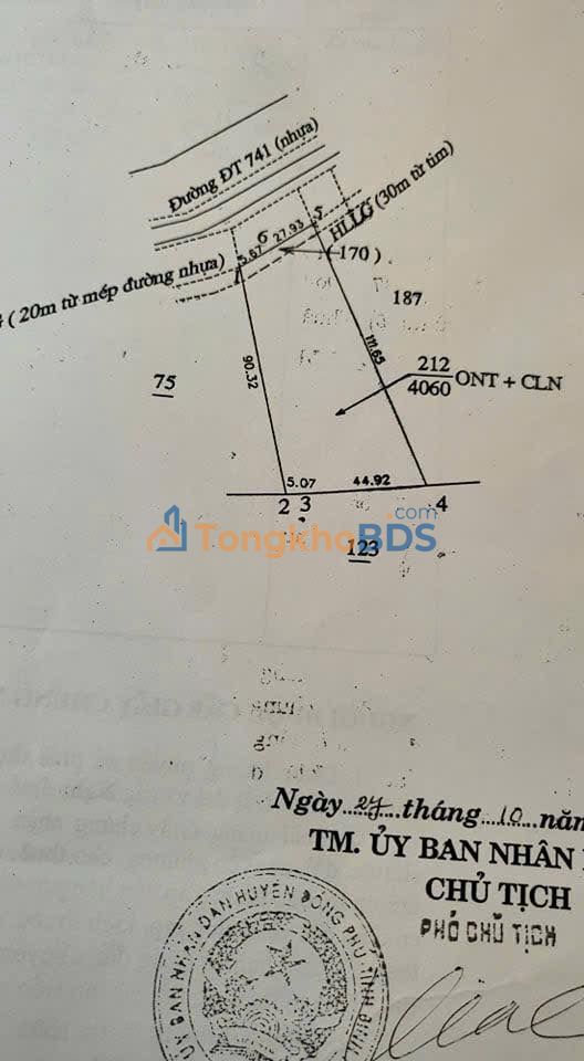 Đất Mặt Tiền DT741 Đồng Phú, Bình Phước – 3060m² Giá Tốt