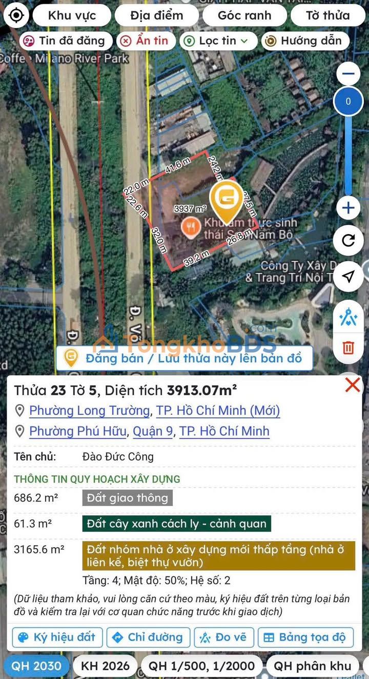 Bán Đất 5739m² Mặt Tiền Võ Chí Công, Quận 9 - Dòng Tiền 170 Triệu/Tháng