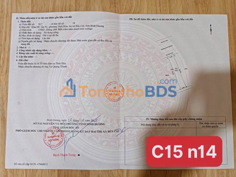 Đất nền Mỹ Phước Dĩ An 150m² - Thổ cư 100%, Giá 1.7 tỷ