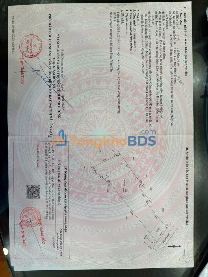 Bán Đất Mặt Tiền DT748 Bến Cát 4100m² - Kinh Doanh & Đầu Tư Đắc Địa