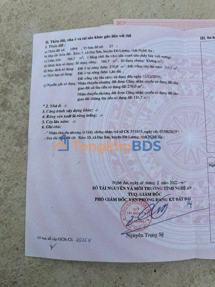 Đất nền Xóm 7 Đại Sơn Đô Lương 366m² giá tốt hiếm có