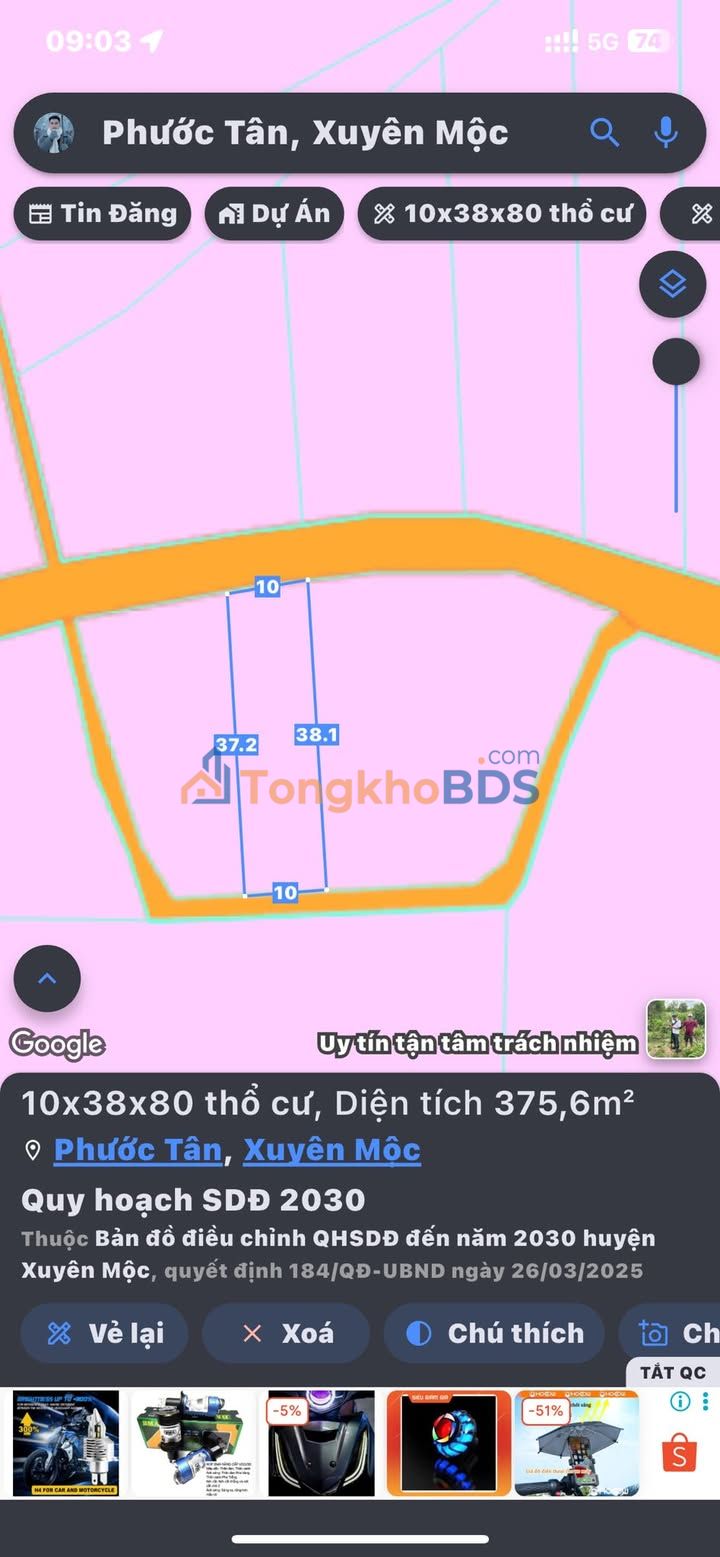 Đất nền 800m² Hồ Tràm - 2 Mặt Tiền, Gần Biển, Sổ Sẵn