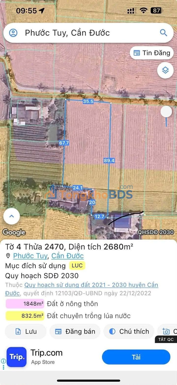 Đất Phước Tuy, Cần Đước 2680m² - Giảm Sốc 400 Triệu, Chỉ Còn 2.7 Tỷ