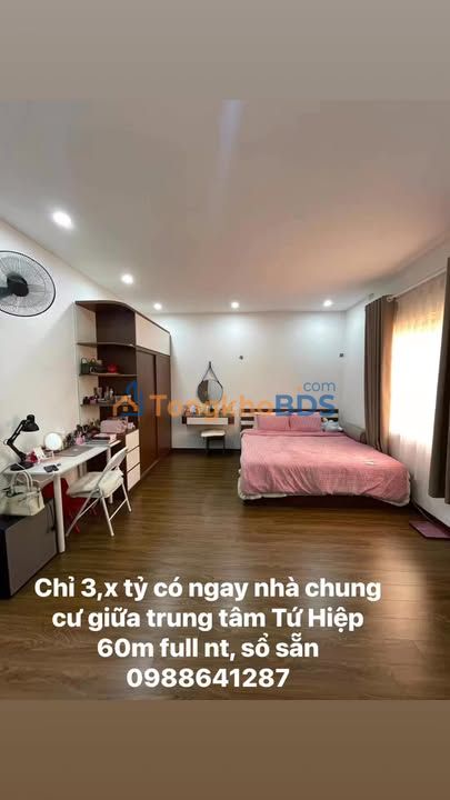 Bán gấp căn hộ 2PN trung tâm Thanh Trì 60m² full nội thất - Sổ sẵn