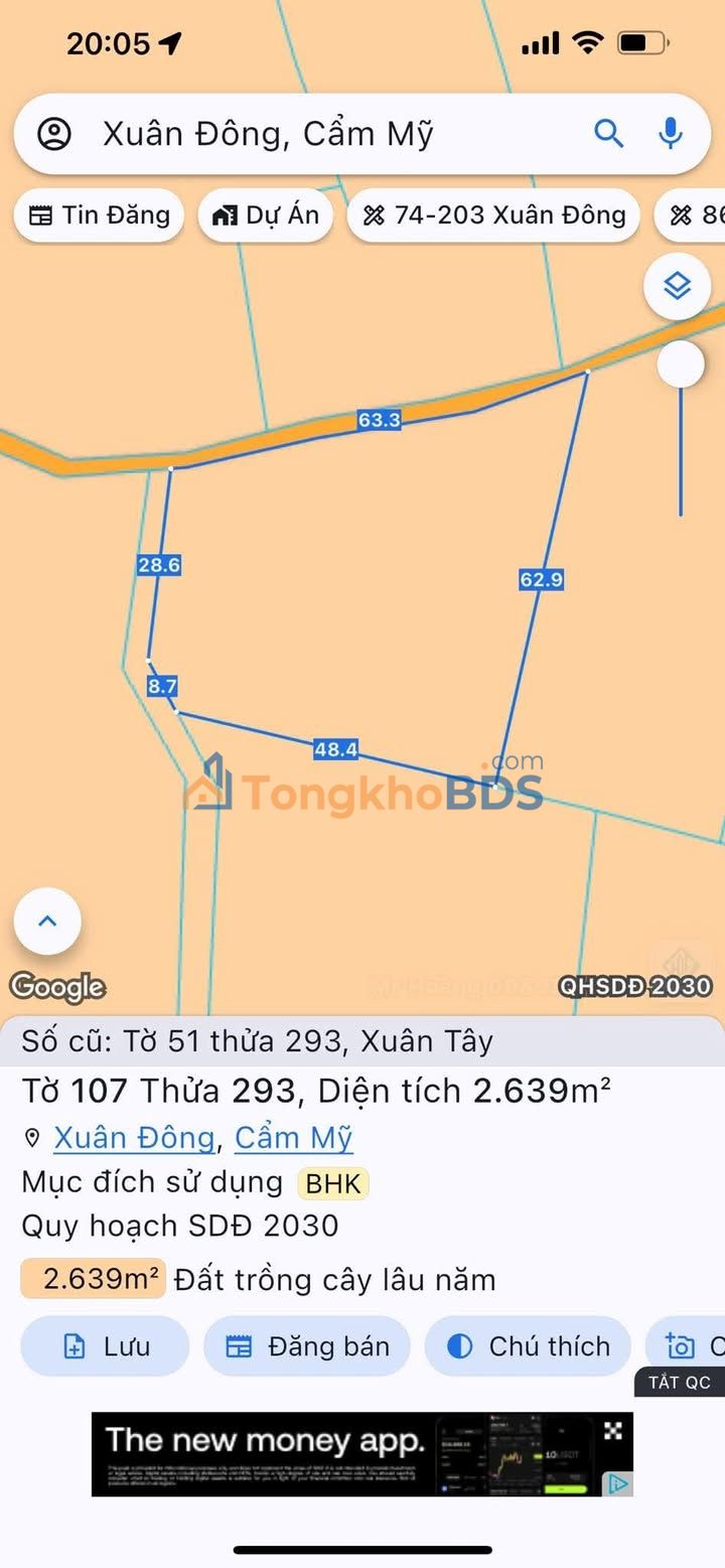 Đất 2 Mặt Tiền Xuân Tây Cẩm Mỹ - 3600m² Giá Tốt 620 Triệu