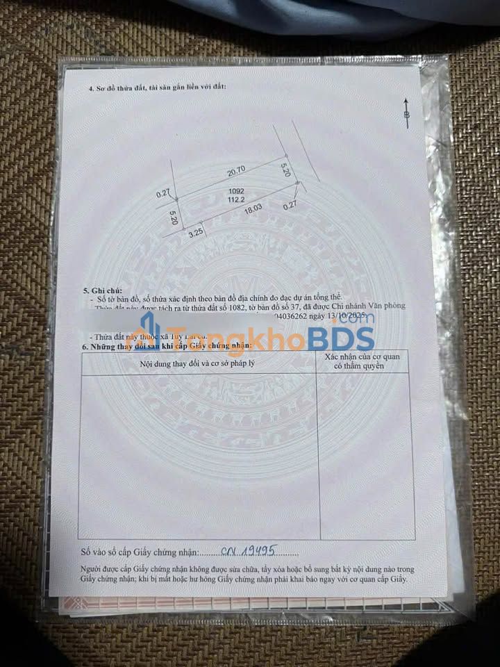 Bán Đất Mỹ Đức 112m² - Sổ Đỏ Rõ Ràng, Làn 2 UBND Xã Tuy Lai