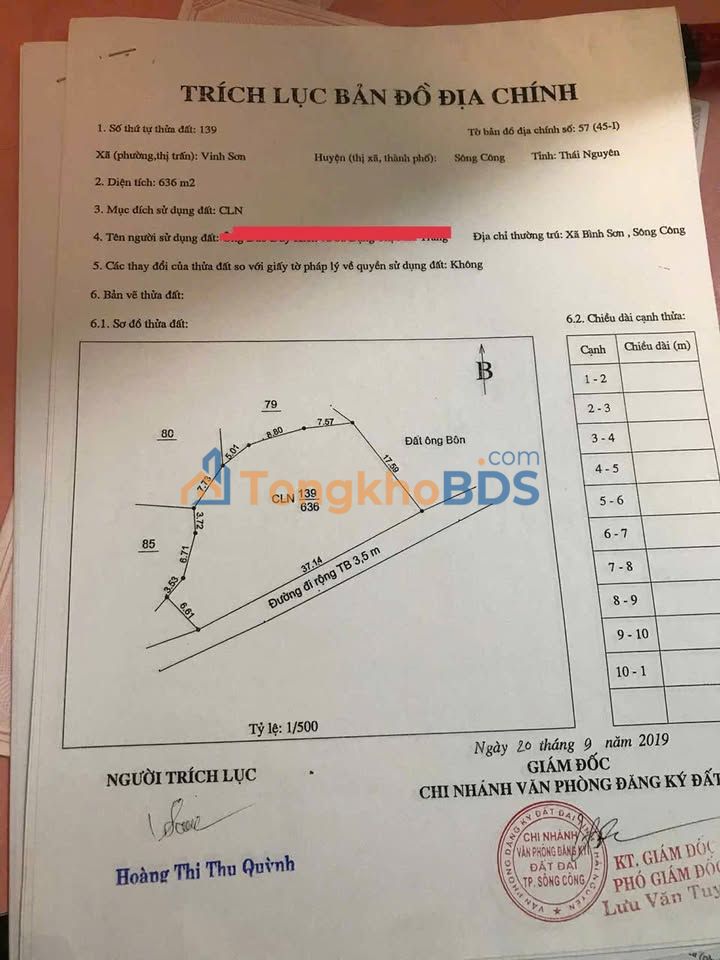 Đất CLN Vinh Sơn Sông Công 636m² 500-599tr - Sổ đỏ