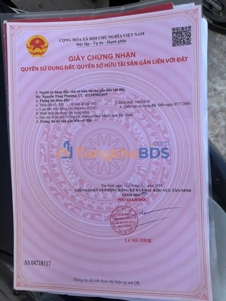 Đất Vườn 975m² TP Tây Ninh - 60 Tỷ, Mặt Tiền Rộng 13m