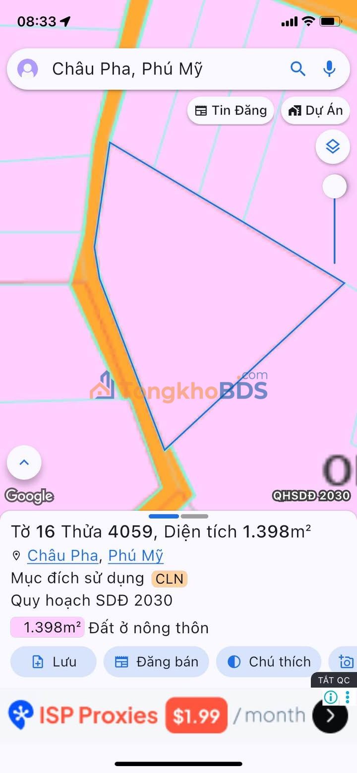 Đất nền Châu Pha Phú Mỹ 1400m² 4.2 tỷ - Sổ đỏ chính chủ