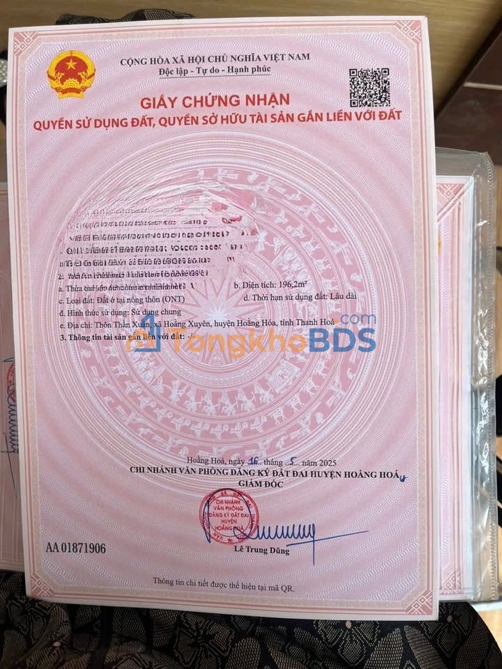 Đất nền Hoằng Hóa 196m² - Gần KCN WHA, Sẵn Sổ Đỏ