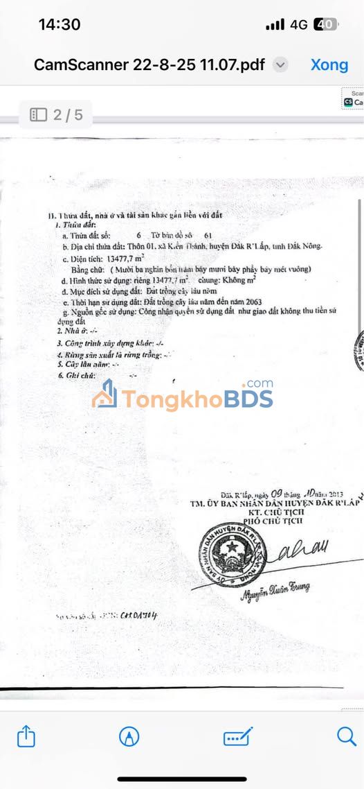 Bán gấp 1.3ha Rẫy Sầu Riêng, Đắk Nông - Giá 2.5 Tỷ, Sổ Hồng