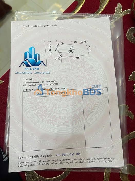 Đất nền 58m² chợ Song Mai, TP. Bắc Giang - Mặt tiền 5m, hướng Tây, giá tốt