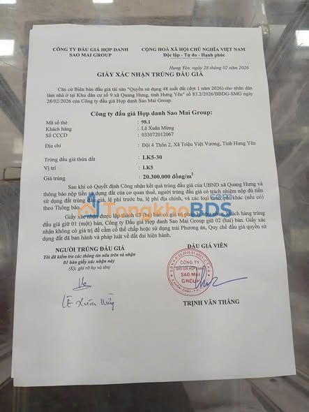 Đất Nền Giãn Dân Tống Phan Mỹ Hào 100m² - Sổ Đỏ Sẵn Sàng