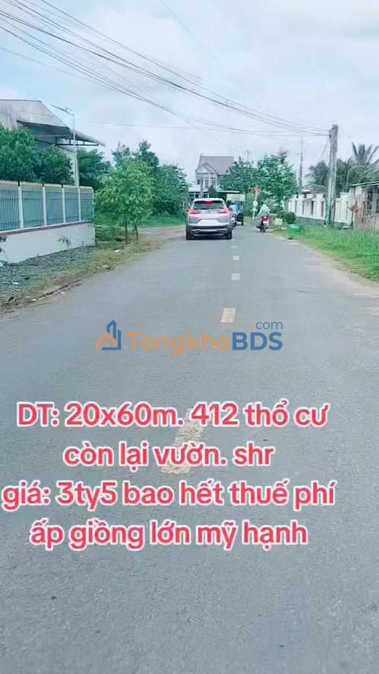 Đất Vườn 1200m² Đức Hòa Long An - Sổ Hồng Thổ Cư 412m² - Giá Tốt 3.4 Tỷ