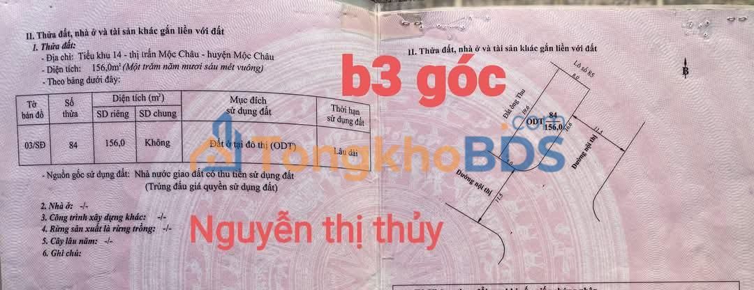 Đất nền Mộc Châu 156m² - Góc 2 mặt tiền QL6, P. Mộc Sơn - Sẵn Sàng Đầu Tư