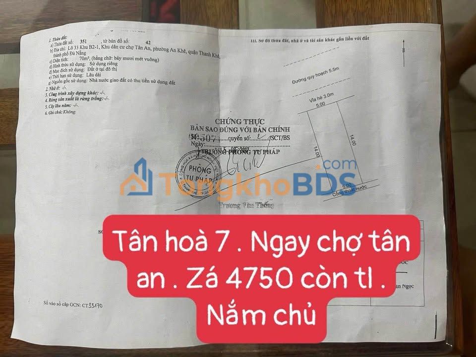 Nhà Mặt Tiền Chợ Thanh Khê 75m² - Giá 4 Tỷ Tlcc