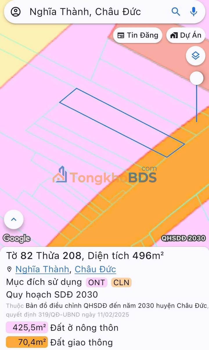 Bán Đất Mặt Tiền QL56 Châu Đức, BR-VT - 5.x Tỷ/Lô