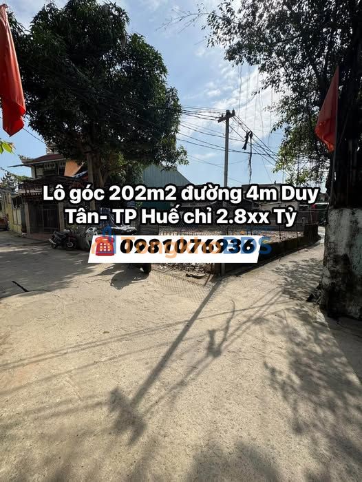 Đất Lô Góc 202m² Đường Duy Tân, TP Huế - Sổ Hồng Chính Chủ