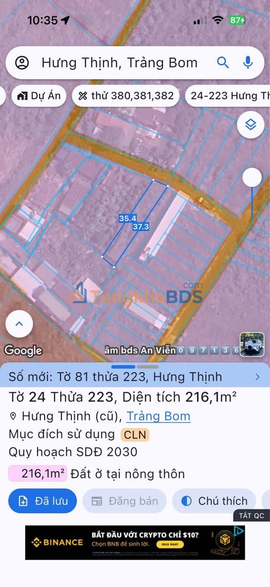 Bán Gấp Đất Trảng Bom 216m² Đường Nhựa Xe Tải - Giá 950 Triệu