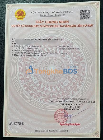 Đất thổ cư mặt tiền 830 Cần Đước 300m² - Giảm sâu 300 triệu, giá tốt đầu tư