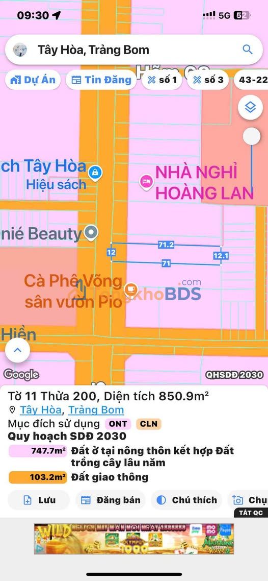 Nhà Mặt Tiền Kinh Doanh 851m² Đường Tây Hoà 05, Trảng Bom - Giá 6.5 Tỷ