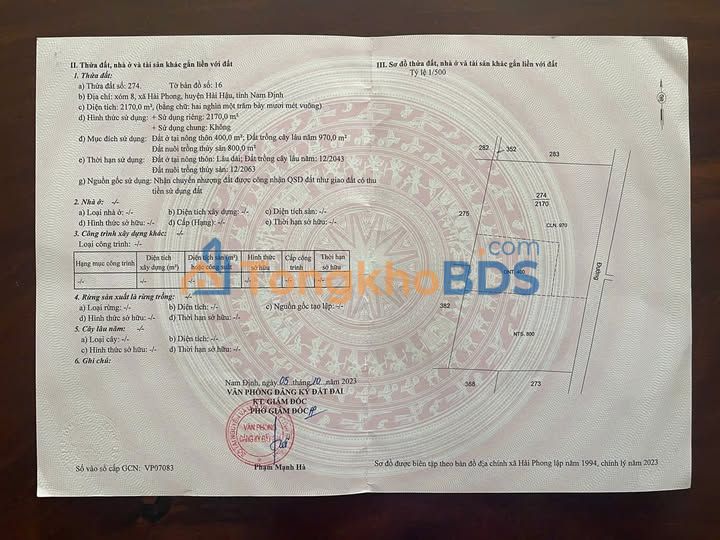 Đất nền Xóm 8 Hải Phong 2.170m² giá 4.5 tỷ - Sổ đỏ chính chủ