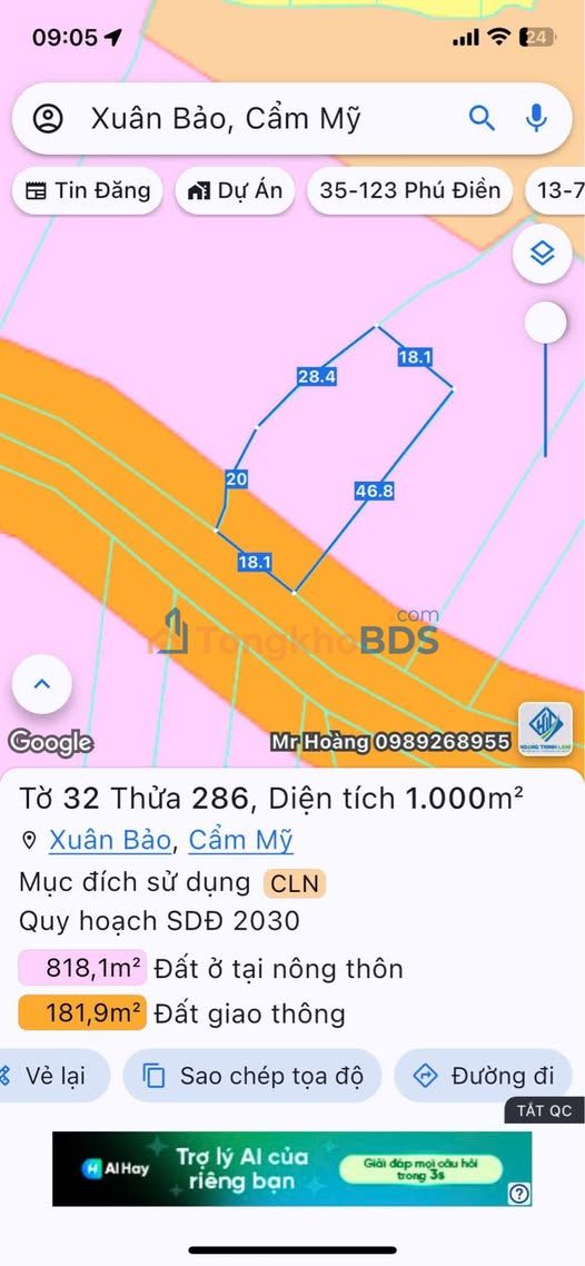 Bán kho xưởng 1000m² Xuân Bảo, Cẩm Mỹ - Sổ hồng chính chủ, giá 1.6 tỷ