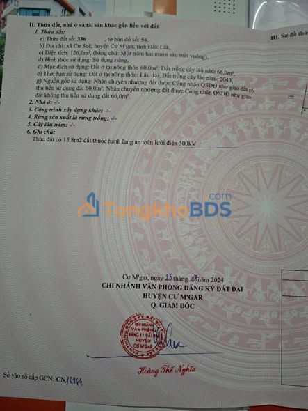 Bán Đất Buôn Sút, Lắk 126m² Giá 310 Triệu - Vị Trí Đẹp