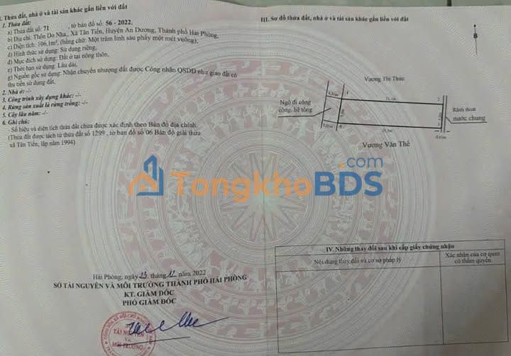 Đất nền An Dương, Hải Phòng 106m² - Sổ đỏ chính chủ, gần KCN Nhật Bản