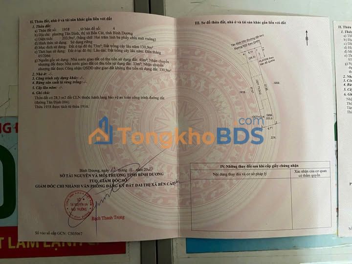 Đất Nền Tân Định, Bình Dương - 185m² (5x37m) Sổ TC, Giá 1.4 Tỷ