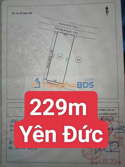 Đất Thổ Cư 229m² Mặt Tiền 9m, Phường Yên Đức, Đông Triều - Giá Hời Hơn 1 Tỷ