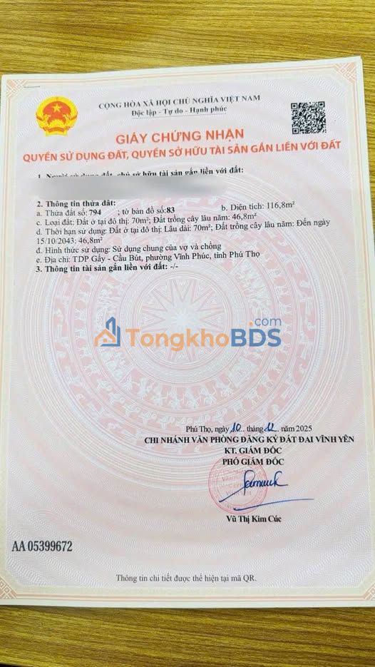 Đất nền Định Trung Vĩnh Yên 116m² 1,9 tỷ - Sổ đỏ chính chủ