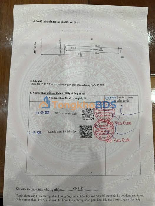 Mặt Tiền QL22B Châu Thành, Tây Ninh - Kinh Doanh Đắc Lợi 490m² Giá 1.5 Tỷ