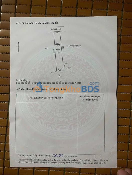 Đất Quảng Xương 200m² - Sổ đỏ chính chủ, gần KCN Quảng Ngọc