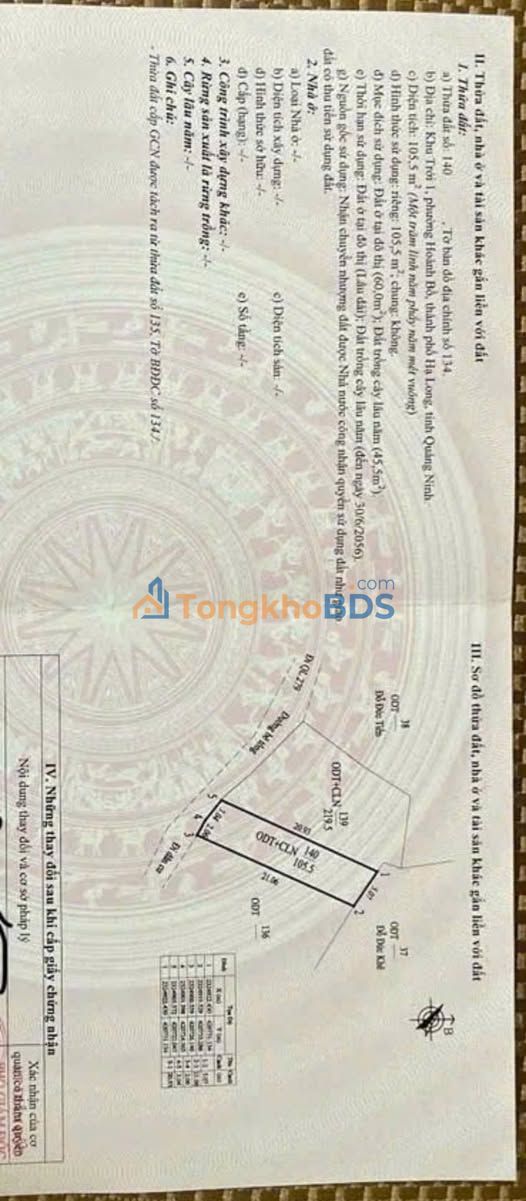 Đất nền Hoành Bồ Hạ Long 105m² - Pháp lý rõ, sổ đỏ chính chủ