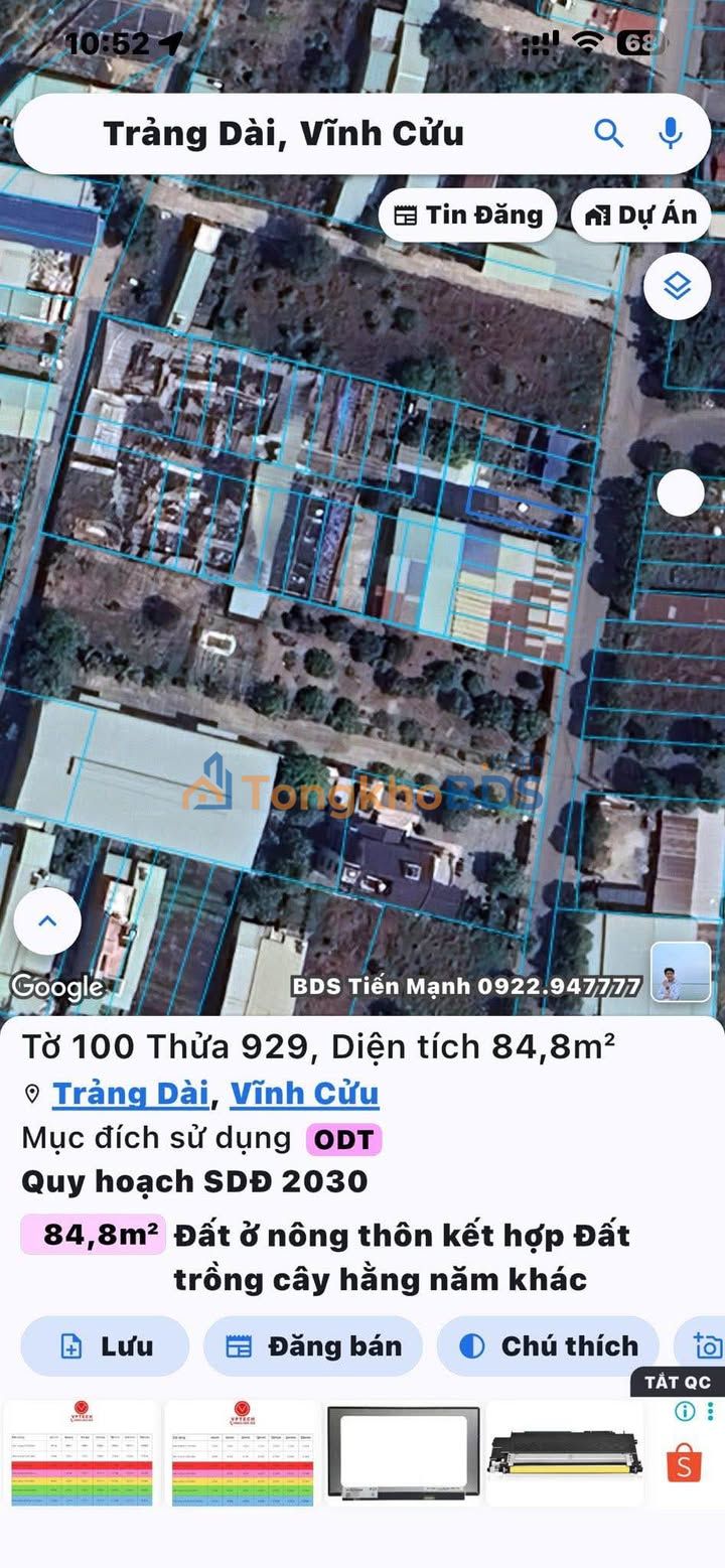 Đất 2 Mặt Tiền Trảng Dài, Biên Hòa 84.8m² - Giá 2.4 Tỷ - Sổ Riêng Thổ Cư