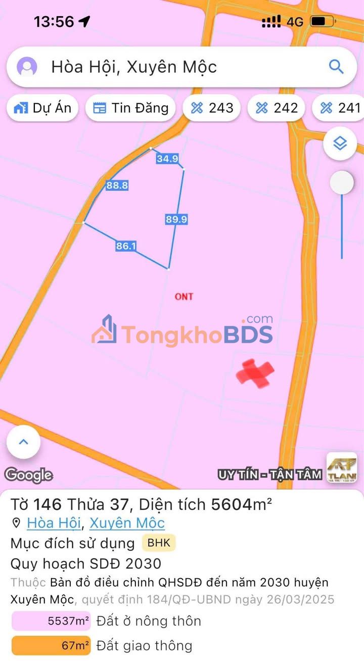 Bán Gấp Đất Vàng Xuyên Mộc 5250m² - Mặt Tiền 89m Đường Nhựa, Sổ Hồng Chính Chủ