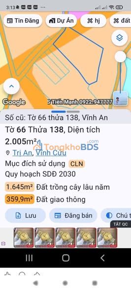 Đất Vĩnh Cửu 7200m² - Mặt Tiền 26m, Gần Chợ Vĩnh An, Giá Đầu Tư 2.7 Tỷ