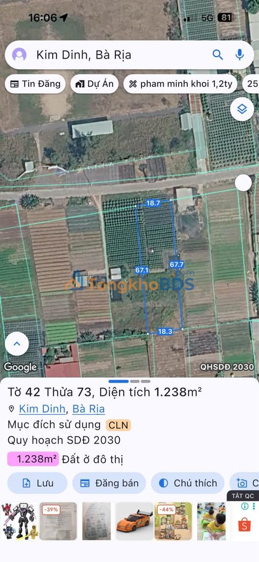 Đất nền Bà Rịa 468m² giá 8 tỷ - Đất thổ cư 100%