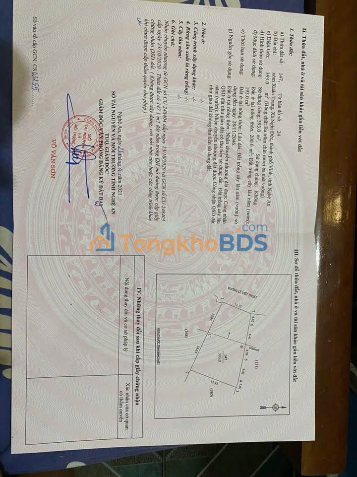 Bán Đất Mặt Tiền Lê Viết Thuật, Vinh 393m² - Giá Đầu Tư Hấp Dẫn