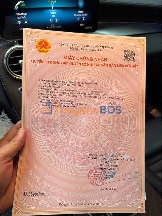 Đất nền Hoàng Đan Tam Dương 160m² 0,7 tỷ - Thổ cư 100%