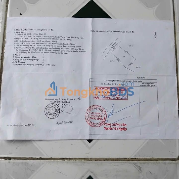 Đất Bình Nguyên 405m² 970 triệu - Sổ đỏ chính chủ