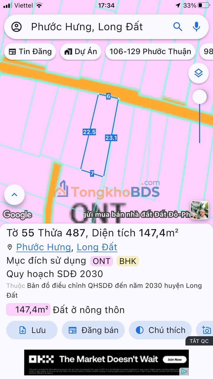 Bán Đất Long Hải 171m² MT Nhựa Thông Gần Chợ, Biển - Giá 2.4 Tỷ