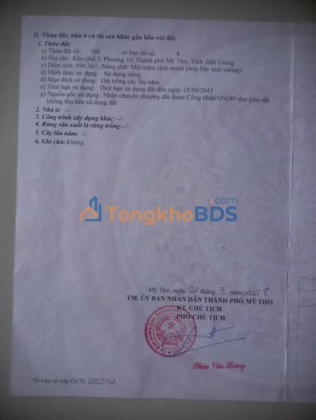 Đất nền Mỹ Tho 188m² giá 800 triệu - Xây dựng tự do