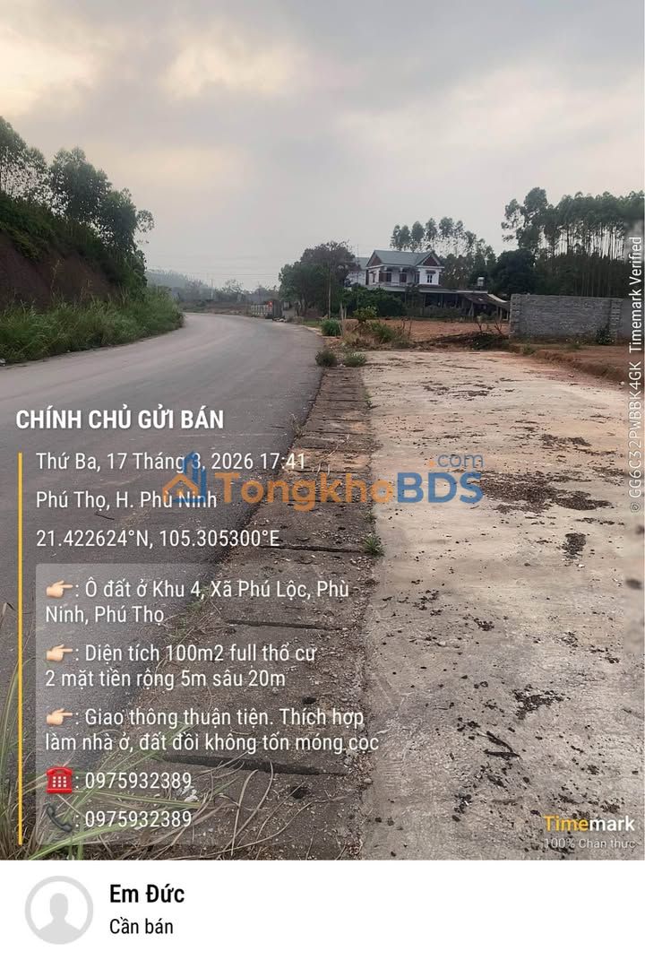 Đất Nền Phú Lộc, Phù Ninh 100m² - Sổ Đỏ Full Thổ Cư, Hai Mặt Tiền Rộng