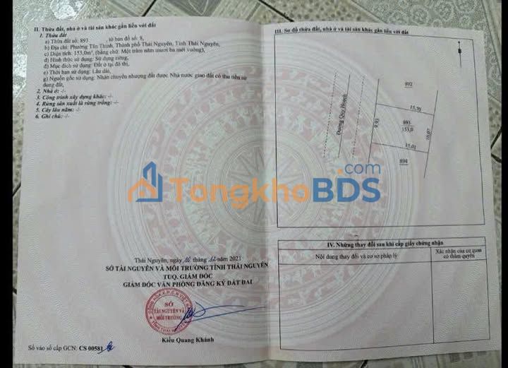 Đất nền Phổ Yên Thái Nguyên 153m² - Mặt tiền 10m, xây biệt thự, giá 8.5 tỷ