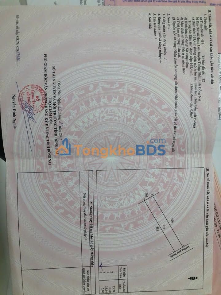 Bán Đất Hưng Lộc, Thống Nhất 170m² Sổ Riêng - Giá 1 Tỷ