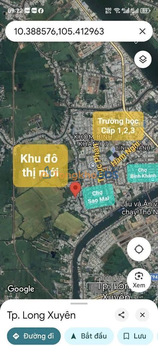 Bán Đất Nền 146m² Bình Khánh, Long Xuyên - Mặt Tiền Rạch Thông Lưu, Giá Tốt