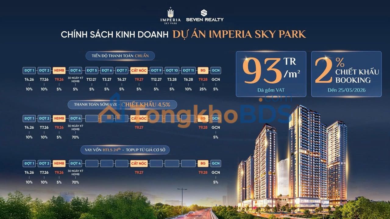 Imperia Sky Park - Căn hộ 271m² Hoài Đức, Hà Nội - Giá từ 93tr/m²