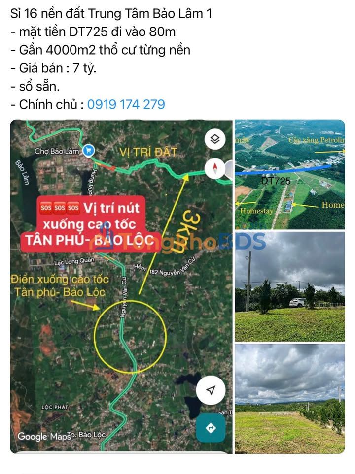 Bán Đất Thổ Cư Mặt Tiền DT725 Bảo Lộc 4000m² - Cơ Hội Đầu Tư Vàng